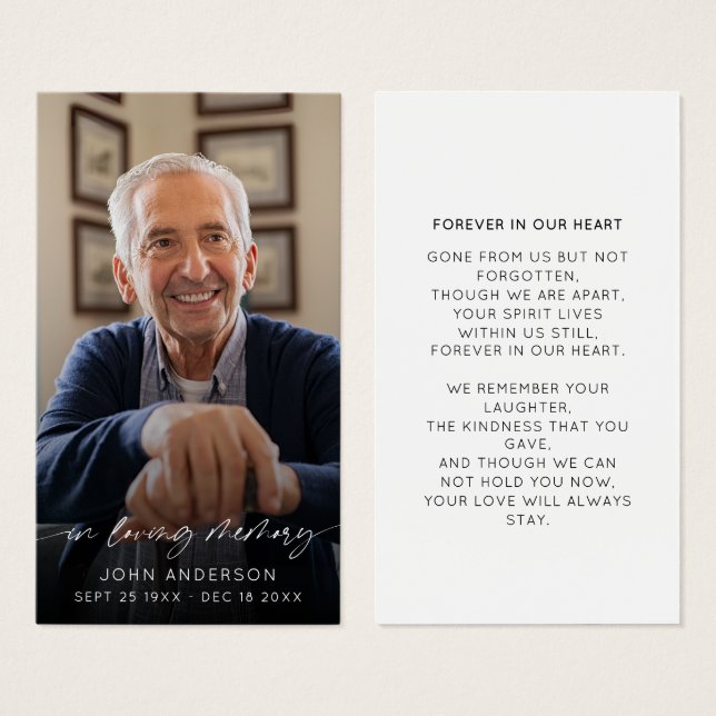 Elegant In Loving Memory Script Photo Funeral  (Front & Back)
