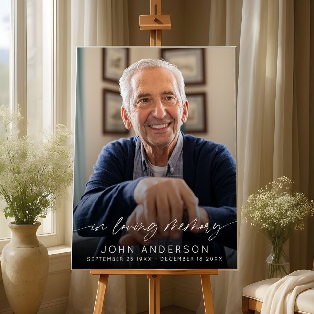 Elegant In Loving Memory Script Photo Funeral  Foam Board (Creator Uploaded)