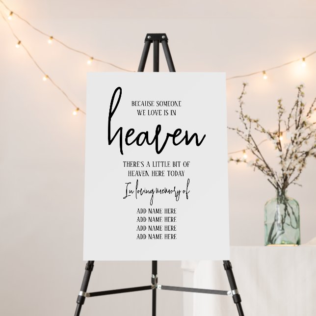 Elegant In Loving Memory Simple Wedding Foam Board (In Situ (Stand))