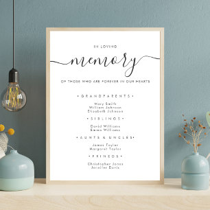 Elegant In Loving Memory Wedding Memorial Sign