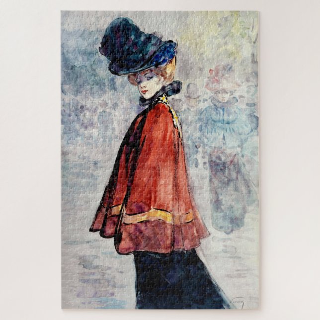 Elegant in red cape painting  by Henry Somm  Jigsaw Puzzle (Vertical)