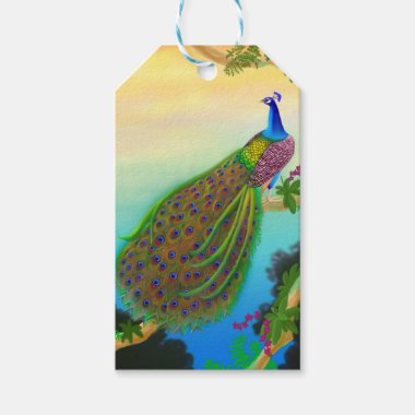 Elegant Indian Blue Peacock Gift Tags