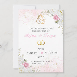 Elegant Indian Floral Engagement Invitation