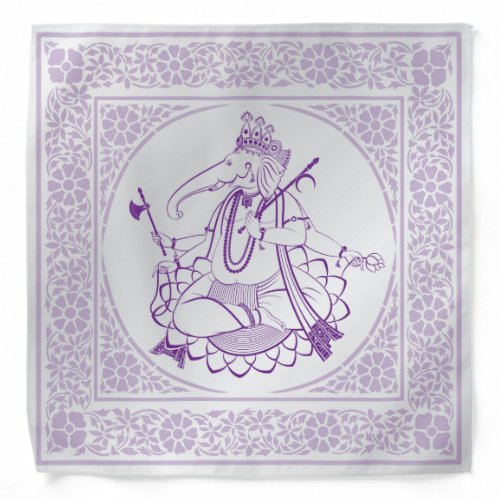 Elegant Indian Ganesh Design Lilac_Purple Bandana