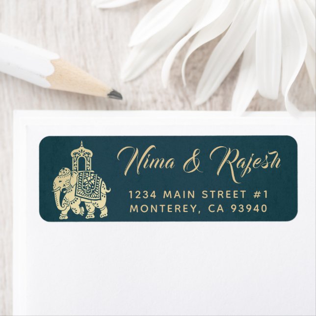 Elegant Indian Ganesha Wedding Suite Label (Insitu)