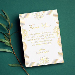 elegant indian gold geometric thank you wedding note card