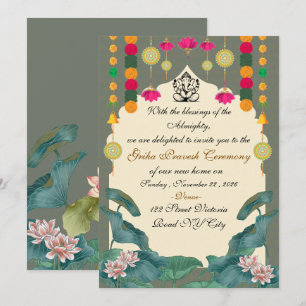 Elegant Indian Griha Pravesh Ceremony Invitation