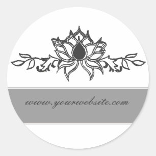Elegant  Indian  Lotus Flower Drawing Classic Round Sticker