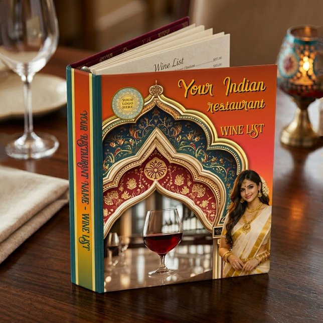 Elegant Indian Restaurant Wine List Mini Binder (Elegant Indian Restaurant Wine List Mini Photo Binder)