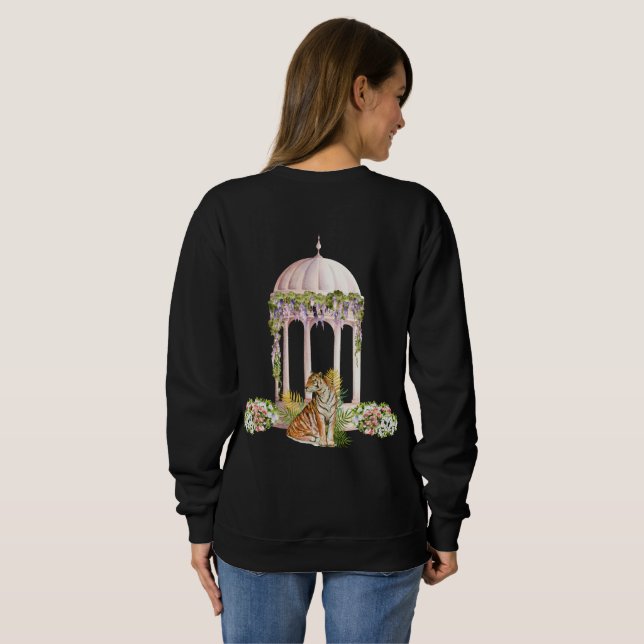 Elegant Indian Tiger Aesthetic Botanical Print  Sweatshirt (Back Full)