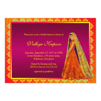 Elegant Indian Wedding Damask Bridal Shower Invite