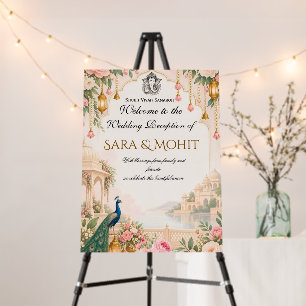 Elegant Indian Wedding Reception Welcome Sign