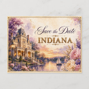 Elegant Indiana Save the Date Wedding Invitation Postcard