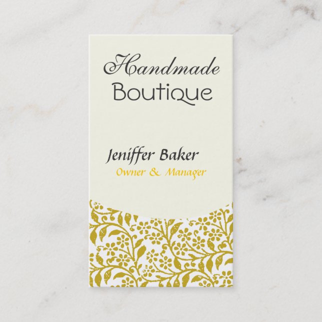 Elegant  Indie Floral Art Style Design Business Card (Front)