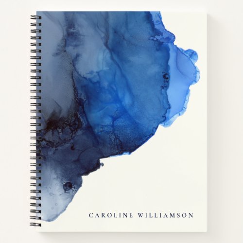 Elegant Indigo Abstract Watercolor Personalized   Notebook