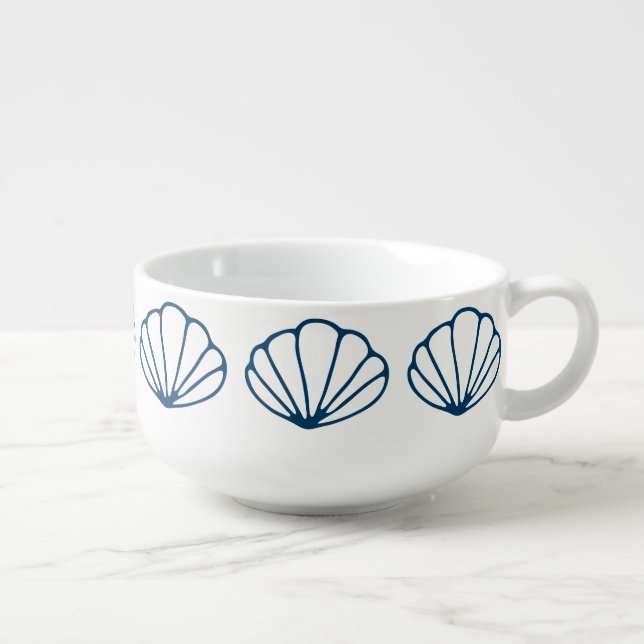Elegant Indigo Blue Clams - Clam Chowder Soup Mug (Left)