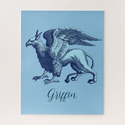 Elegant Indigo Blue Griffin _ Legendary Beast Jigs Jigsaw Puzzle