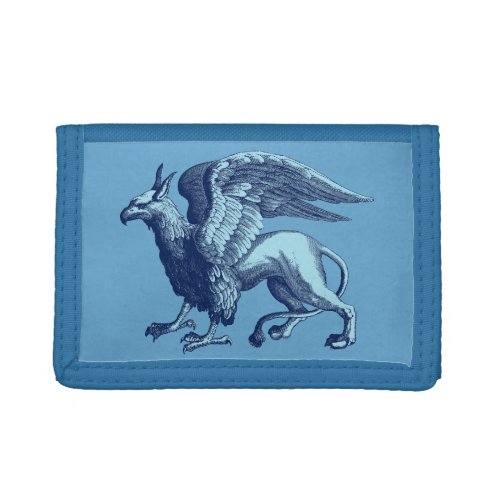 Elegant Indigo Blue Griffin _ Legendary Beast Trifold Wallet