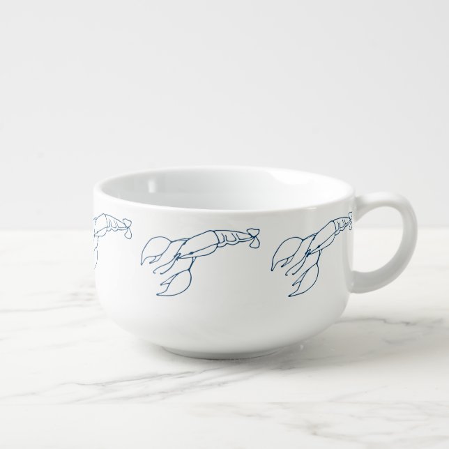 Elegant Indigo Blue Lobster - Bisque Soup Mug (Left)