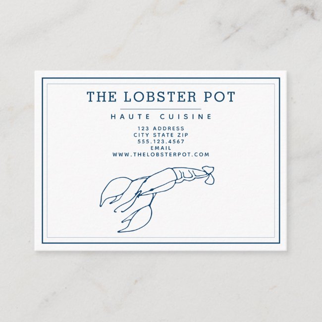 Elegant Indigo Blue Lobster / Seafood Restaurant Business Card