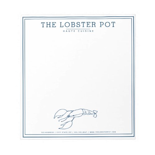 Elegant Indigo Blue Lobster  Seafood Restaurant Notepad