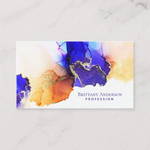 Elegant Indigo Blue Orange Gold Business Card