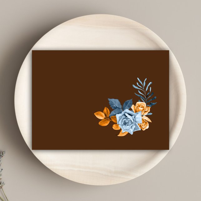 Elegant Indigo Rust Floral Boho Rustic Wedding Envelope (Creator Uploaded)