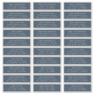 Elegant Individual Blue Guest Address Wedding Sticker