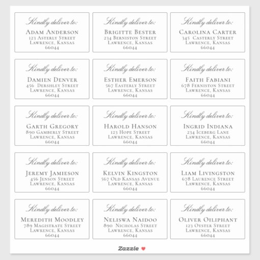 Elegant Individual Guest Address Wedding Invite Sticker | Zazzle