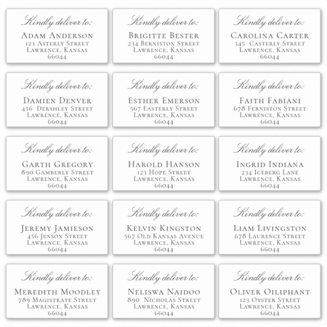 Elegant Individual Guest Address Wedding Invite Sticker (Front)