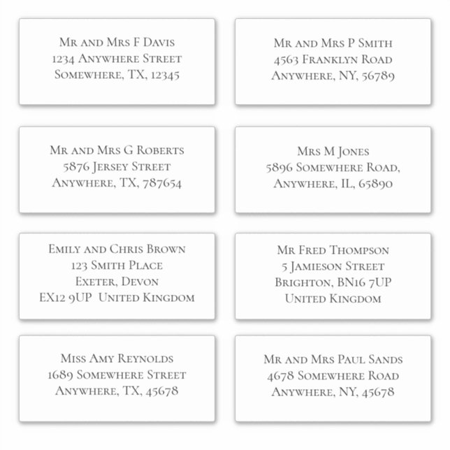Elegant Individual Guest Name and Address Shipping Sticker (Front)