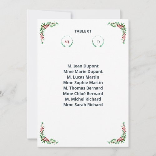 Elegant Individual Table Plan Invitation
