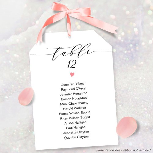 Elegant individually numbered wedding table invitation