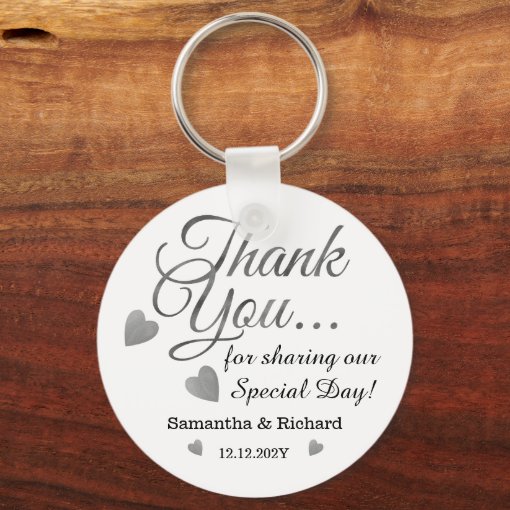 Elegant Inexpensive Silver Wedding Thank You Favor Keychain Zazzle