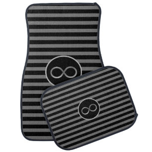 Elegant Infinity Symbol on Gray & Black Striped Car Floor Mat