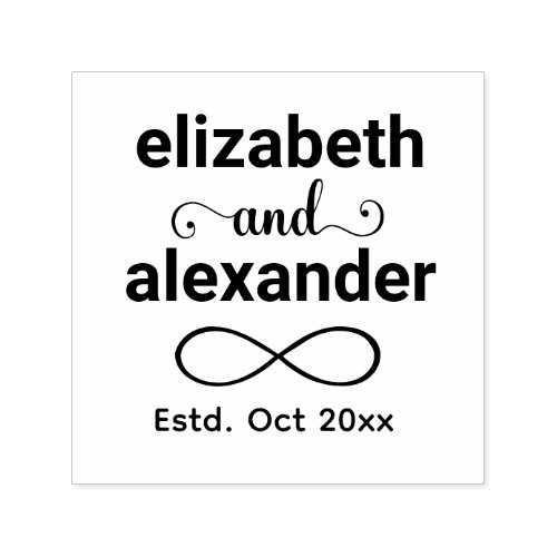 Elegant Infinity Typography Wedding Monogram Self_inking Stamp