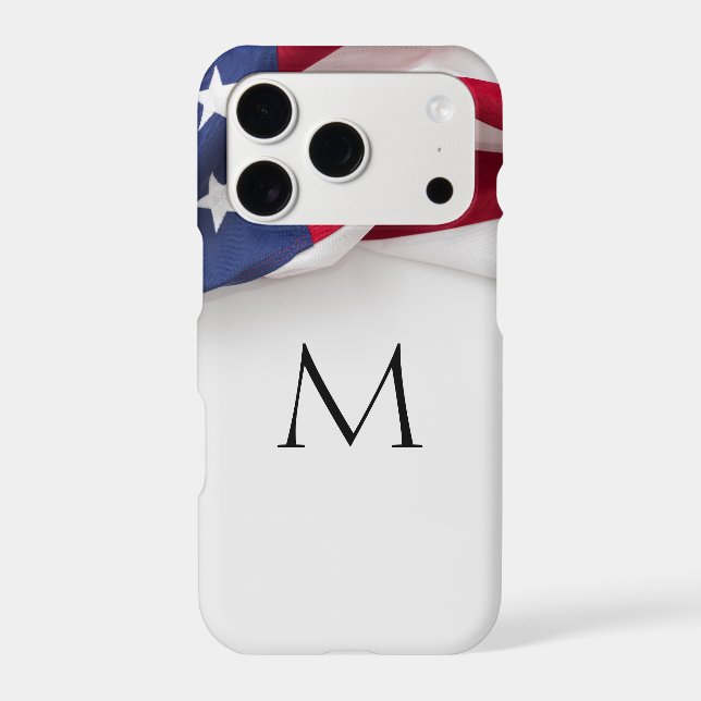 Elegant Initial American Flag Monogram Iphone Case (Back)