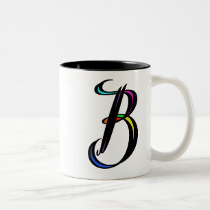 Elegant Initial B  Perfect Personalized Gift  Two-Tone Coffee Mug
