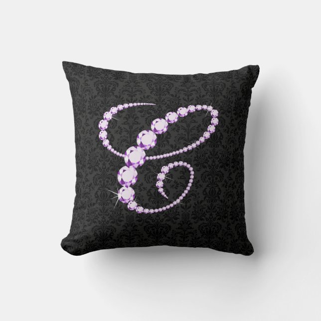 Elegant Initial C Sparkling Diamonds -Monogram Throw Pillow (Front)