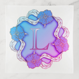Elegant Initial K With Flowers Trinket Tray