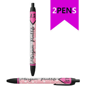 Elegant Initial Monogram Name, Colorful Girly Pen