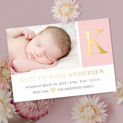 Elegant Initial monogram Photo baby Announcement