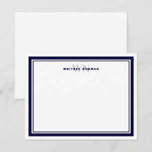 Elegant Initial Monogram Two Border Stationery Note Card
