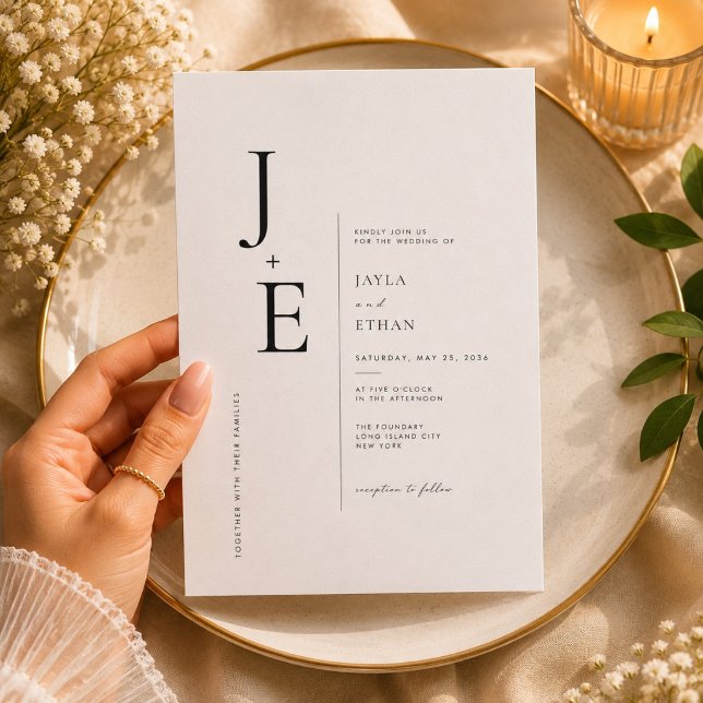 Elegant Initial Monogram Wedding Invitation (Creator Uploaded)