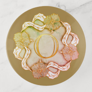 Elegant Initial O With Flowers Trinket Tray