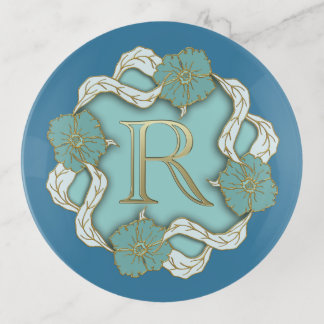 Elegant Initial R With Flowers Trinket Tray