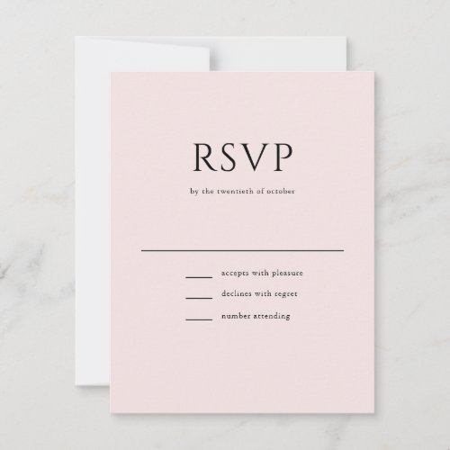 Elegant Initial Script Monogram Blush Pink Wedding RSVP Card