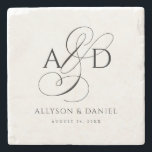 Elegant Initial Script Monogram Classic Newlywed Stone Coaster<br><div class="desc">Elegant Initial Script Monogram Classic newlywed coaster features a delicate ampersand and your initials,  along with the bride and groom's names and wedding date.</div>