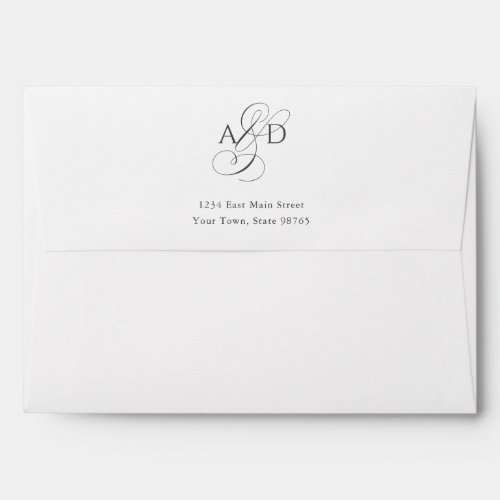 Elegant Initial Script Monogram Classic Wedding Envelope