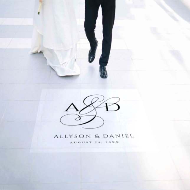 Elegant Initial Script Monogram Classic Wedding Floor Decals (Wedding)